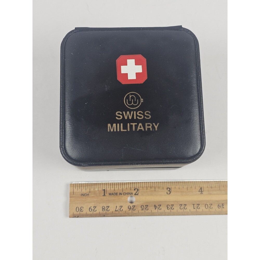 Swiss Military Watch Box Empty Faux Leather Exterior Black Felt Interior - Picture 3 of 11